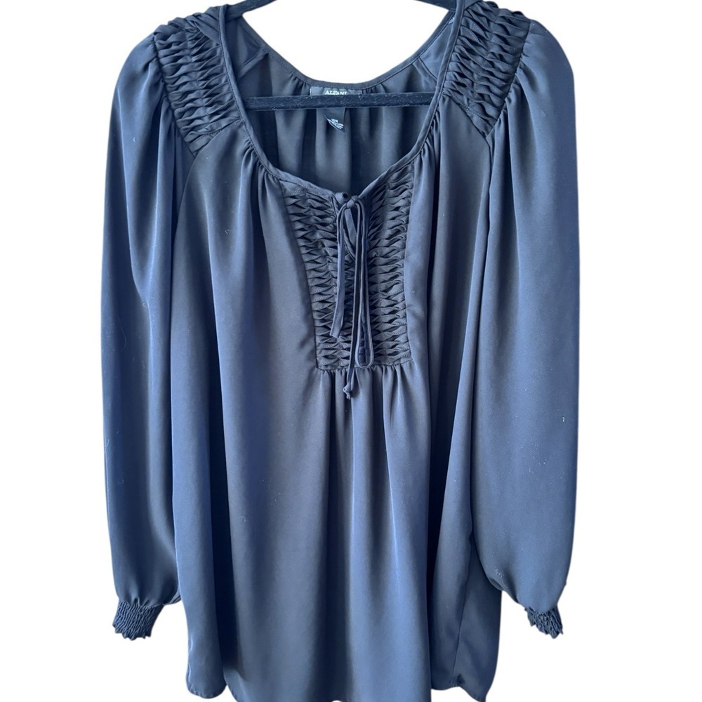 Alfani Women's Black Blouse With Ruched Detail Plus Size